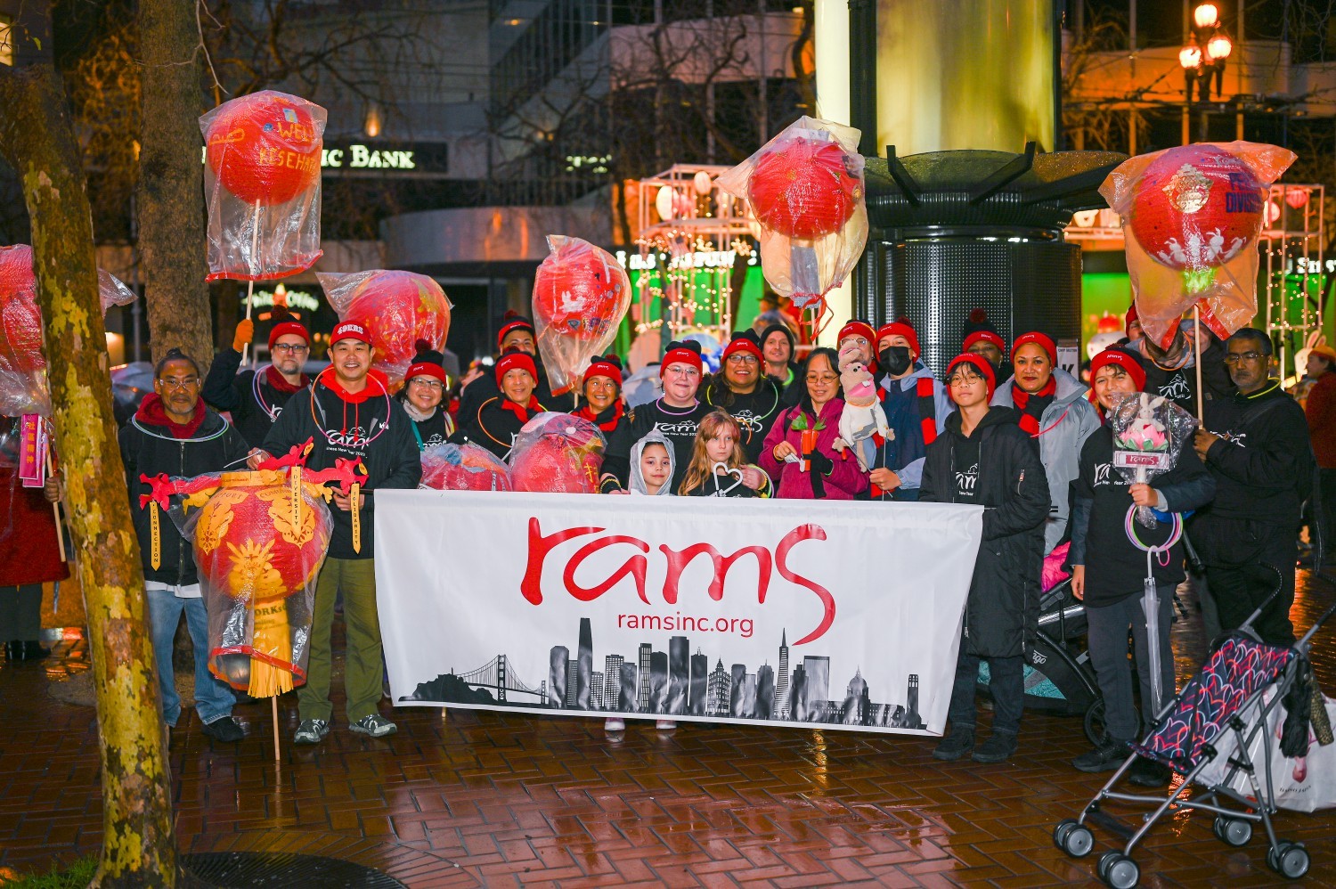 RAMS staff, family and friends in the annual SF Chinese New Year Parade with lanterns representing our programs.