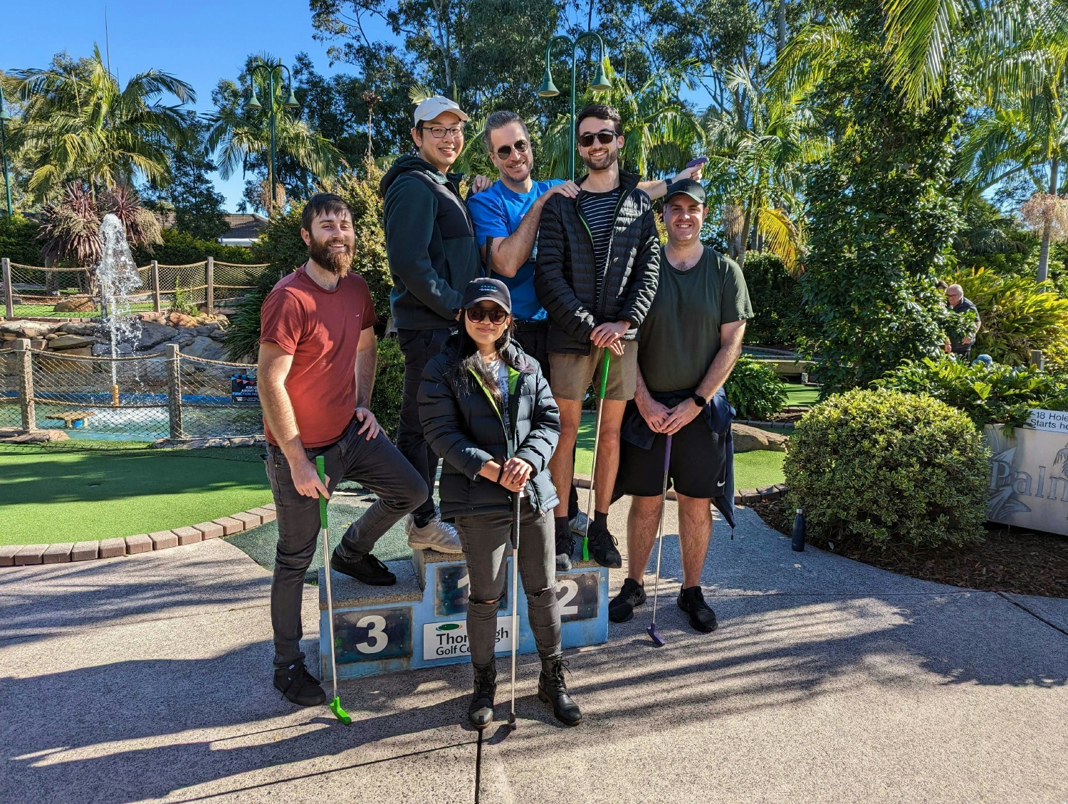 Group of Okendo Engineers out for a fun game of miniature golf in Sydney, Australia