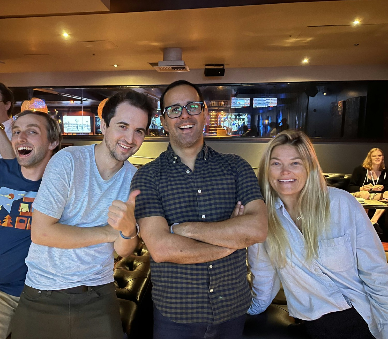 Bowling after a day of offsite meetings.