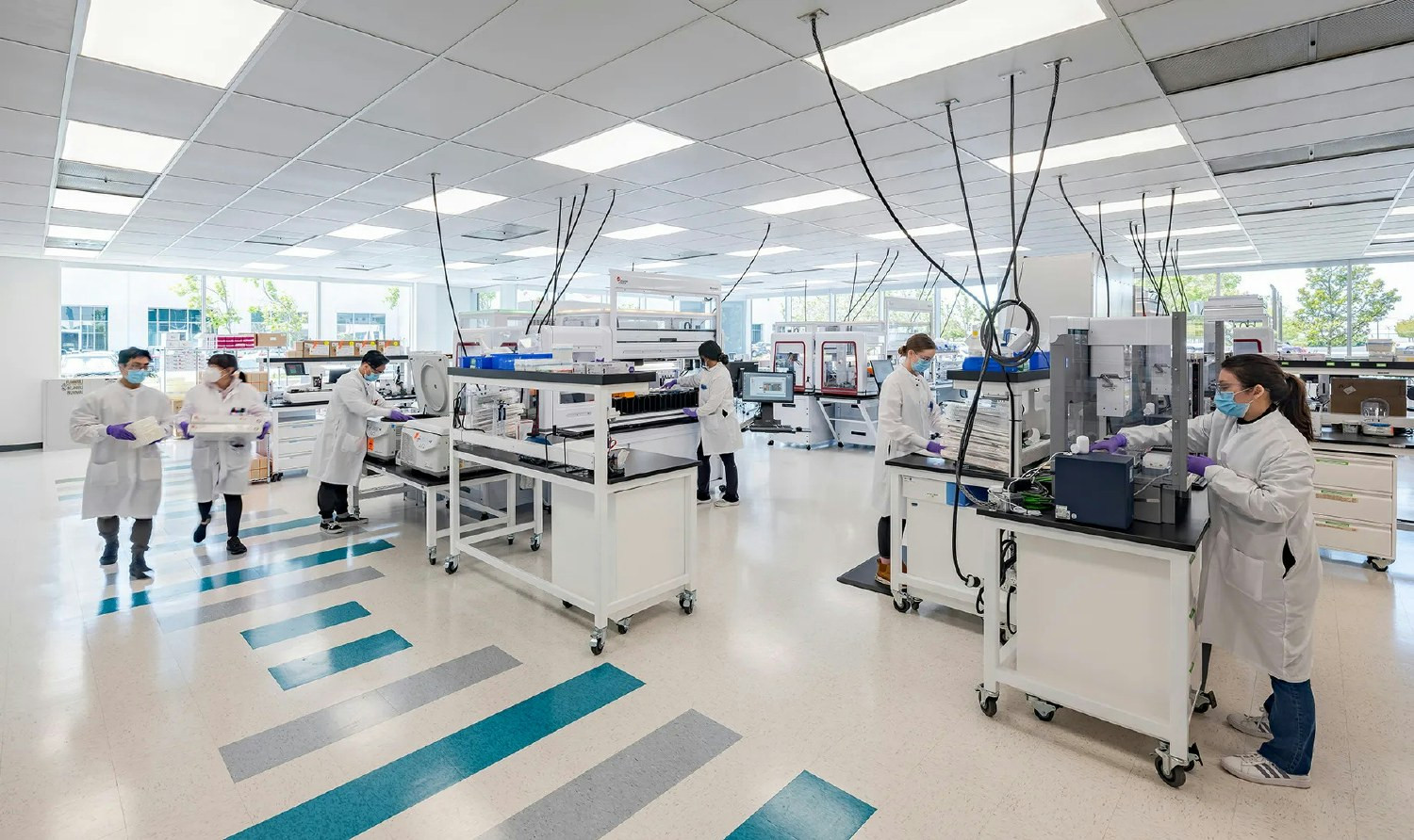 The custom lab spaces featuring a centrifuge room, touch doors & air pressure control, all tailored to our exact needs