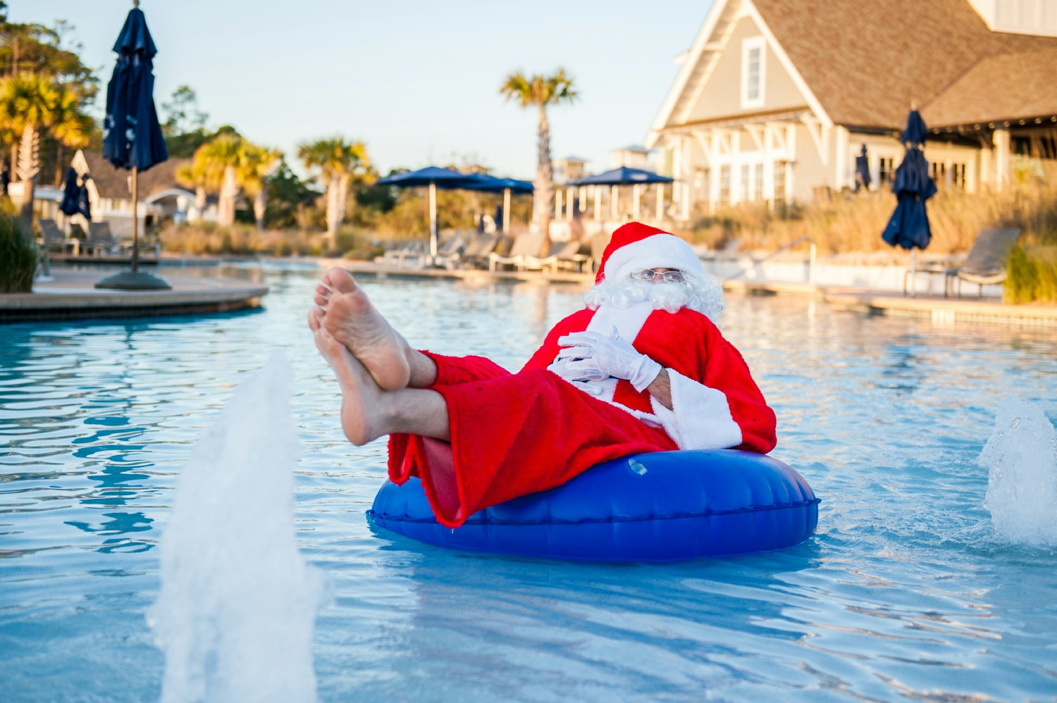 It's no secret that all St. Joe team members are on the nice list! Santa loves to relax at Watersound Beach Club.