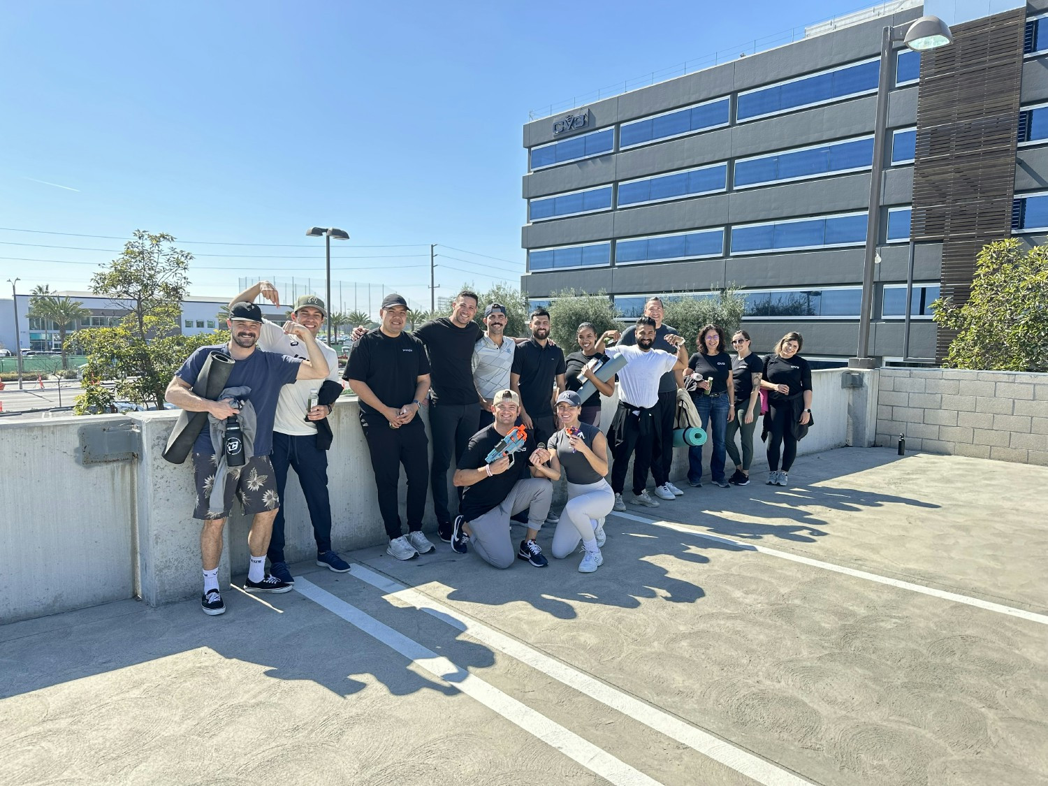 Wellness is important at CV3! Here’s some of our team members together for a Wednesday workout on the rooftop deck at HQ