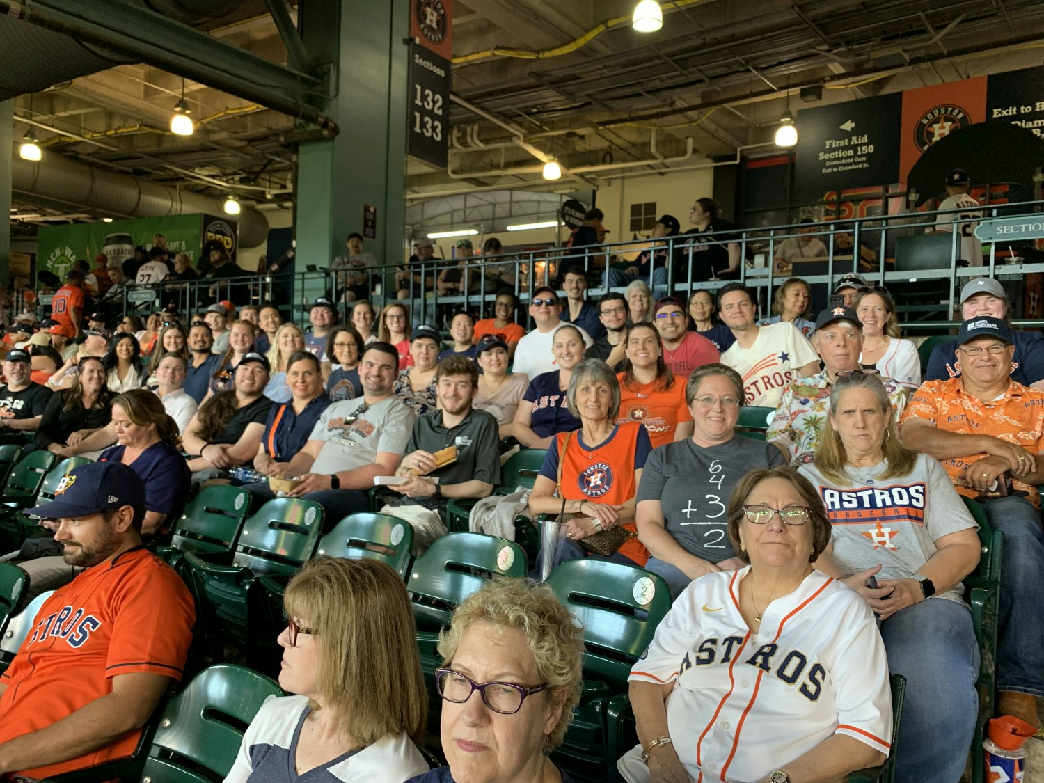 We have annual team bonding days. This one was a road trip to the Astros game in Houston.