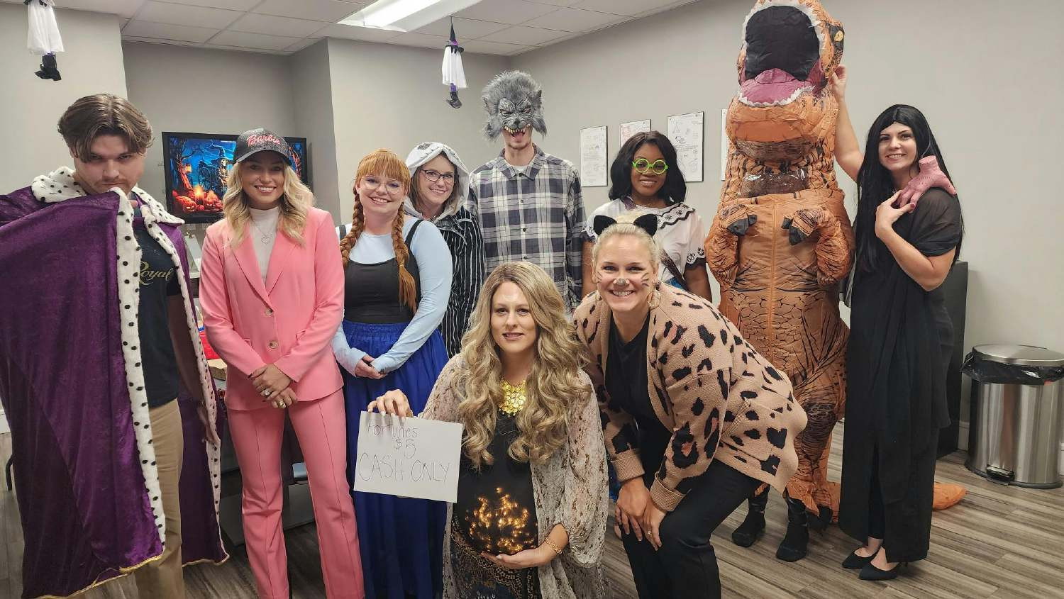 Each office enjoys showing off their creativity on Halloween.  This picture shows some great costumes in our Katy office