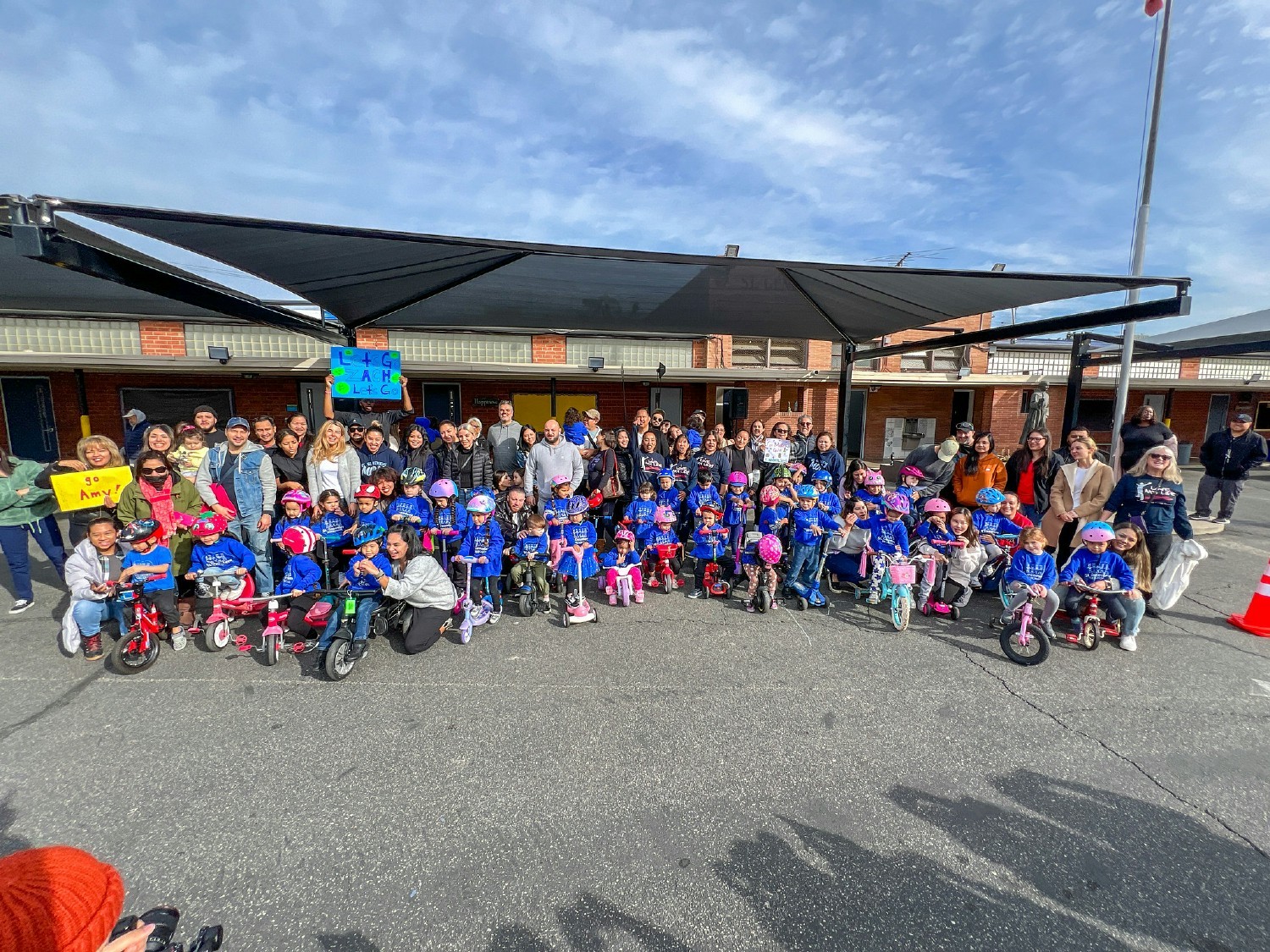 Our preschoolers and their families after a competitive trike-a-thon.