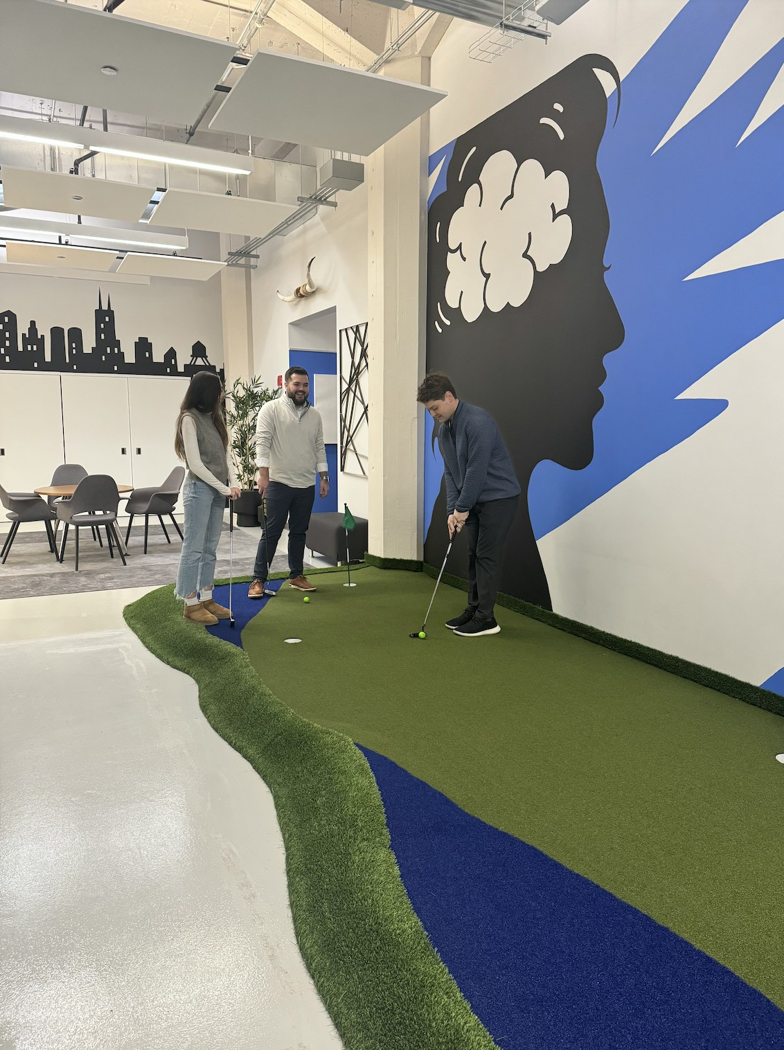 Our office features a 50-foot putting green because we believe in balancing productivity with fun!