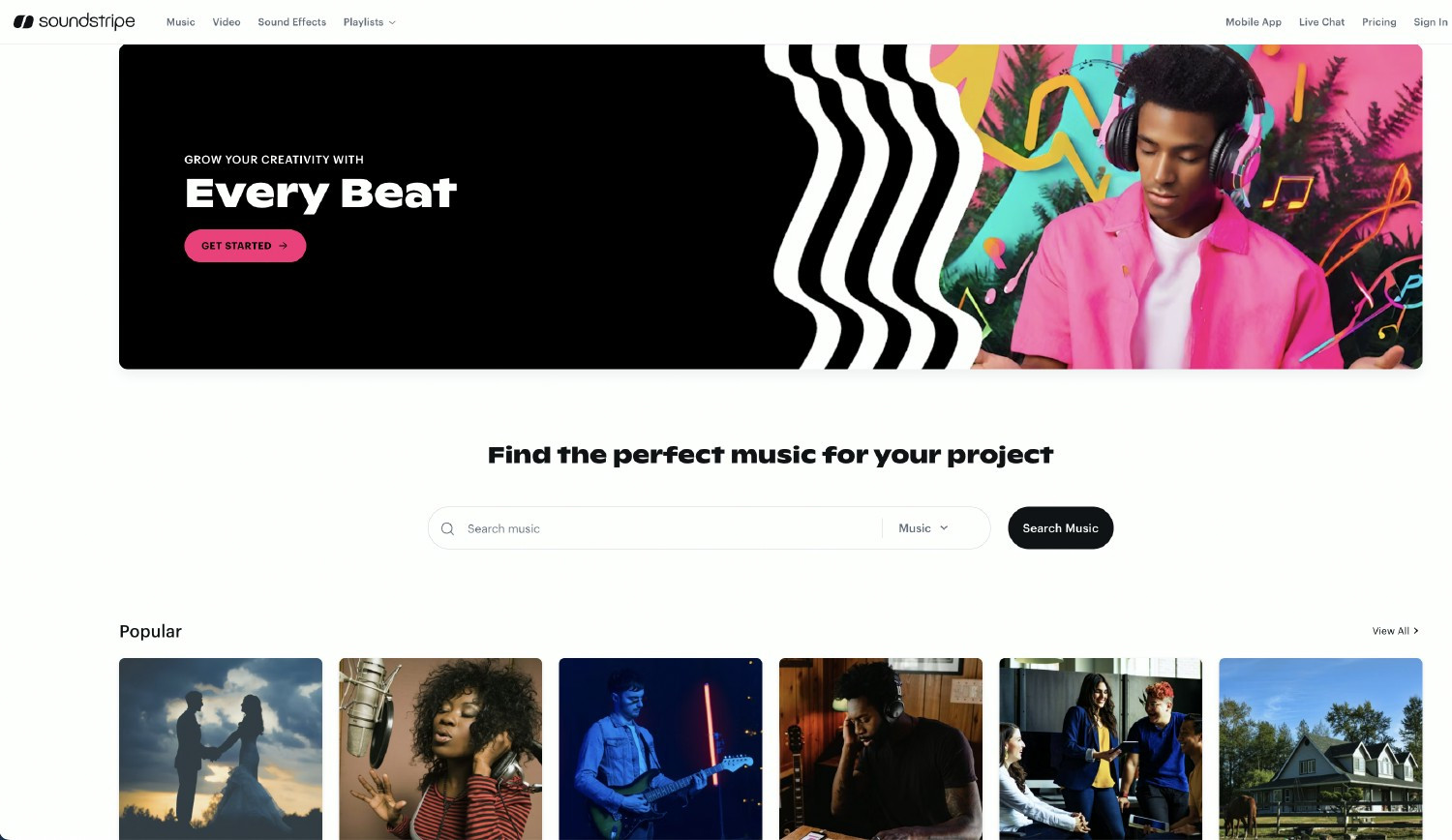 Soundstripe website preview