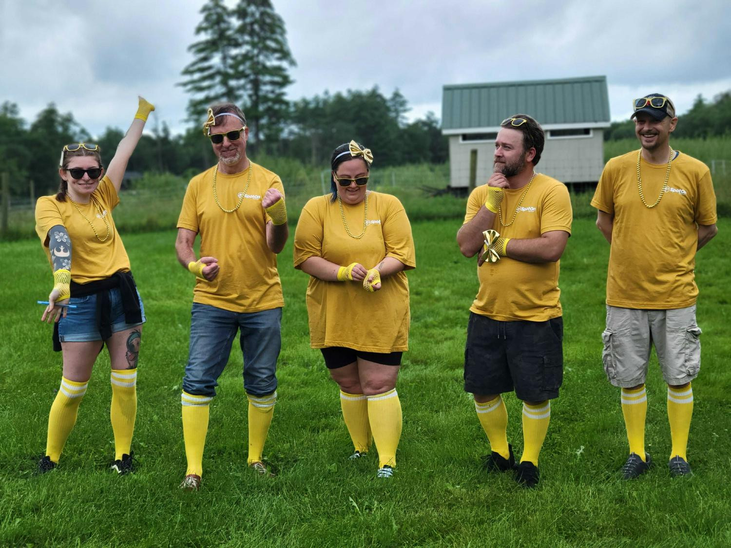 The yellow team showing their team spirit at our annual summer outing.