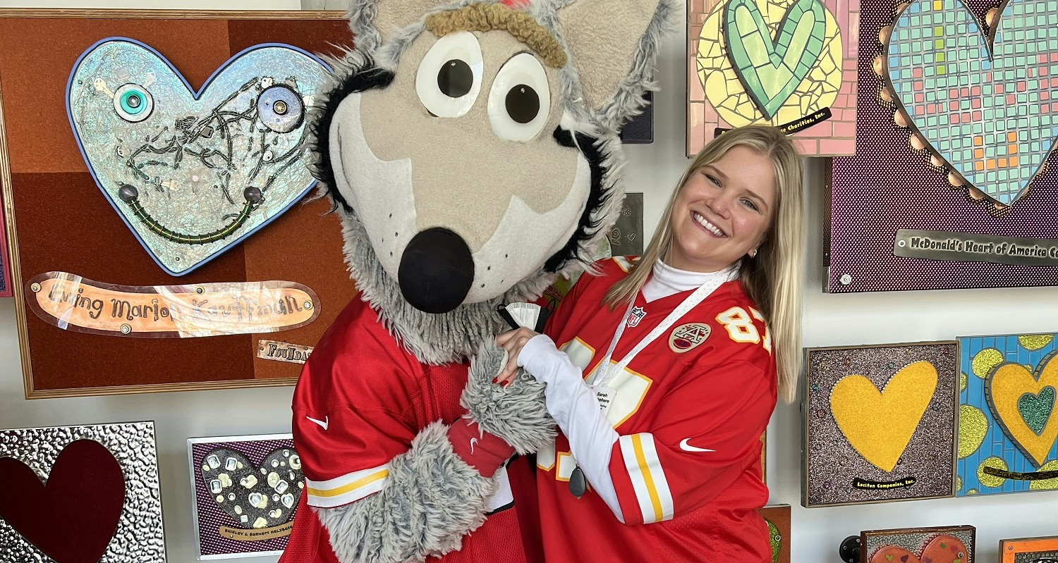 We love hanging out with KC Wolf, Mascot of the Kansas City Chiefs.  