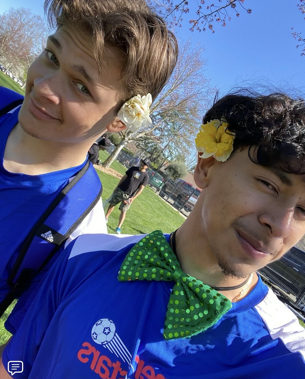Coaches Logan and Ben snapping a selfie at our St. Patrick's Themed class in Walnut Creek, CA!