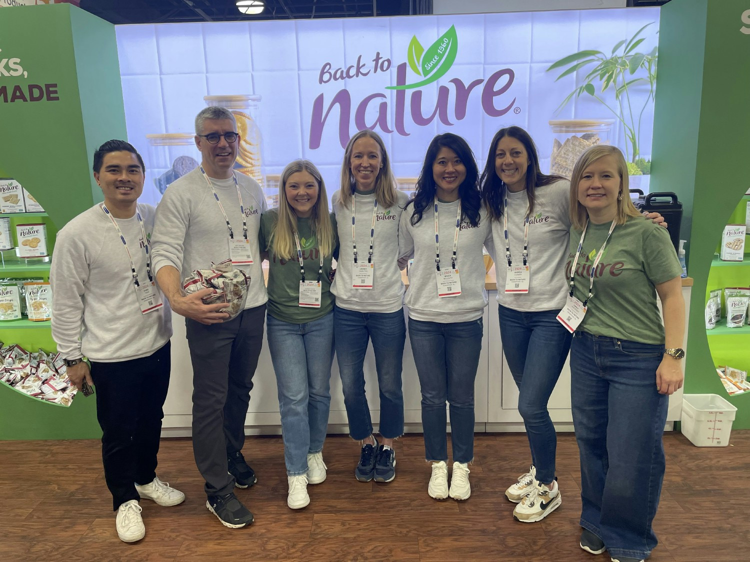 The new sales and marketing teams representing Back to Nature at Expo West.