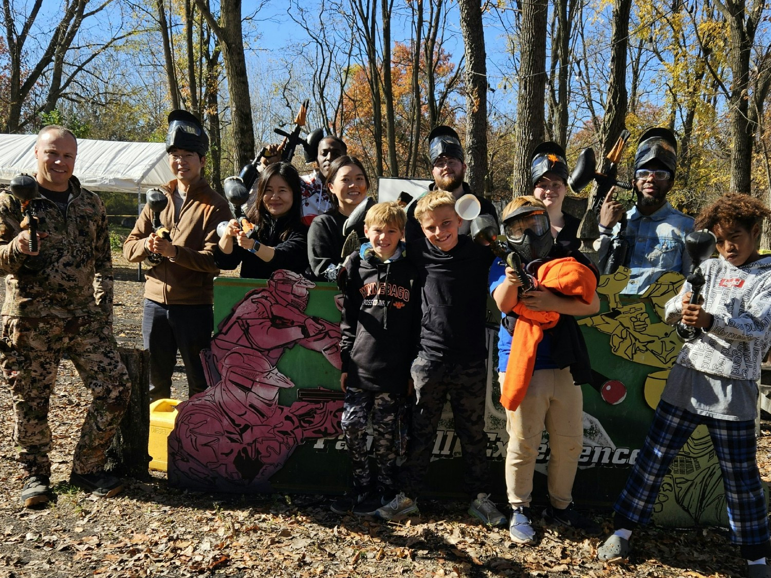 Paintball day is the perfect activity to even the score.  Watch out for the kids they are fast and small targets!