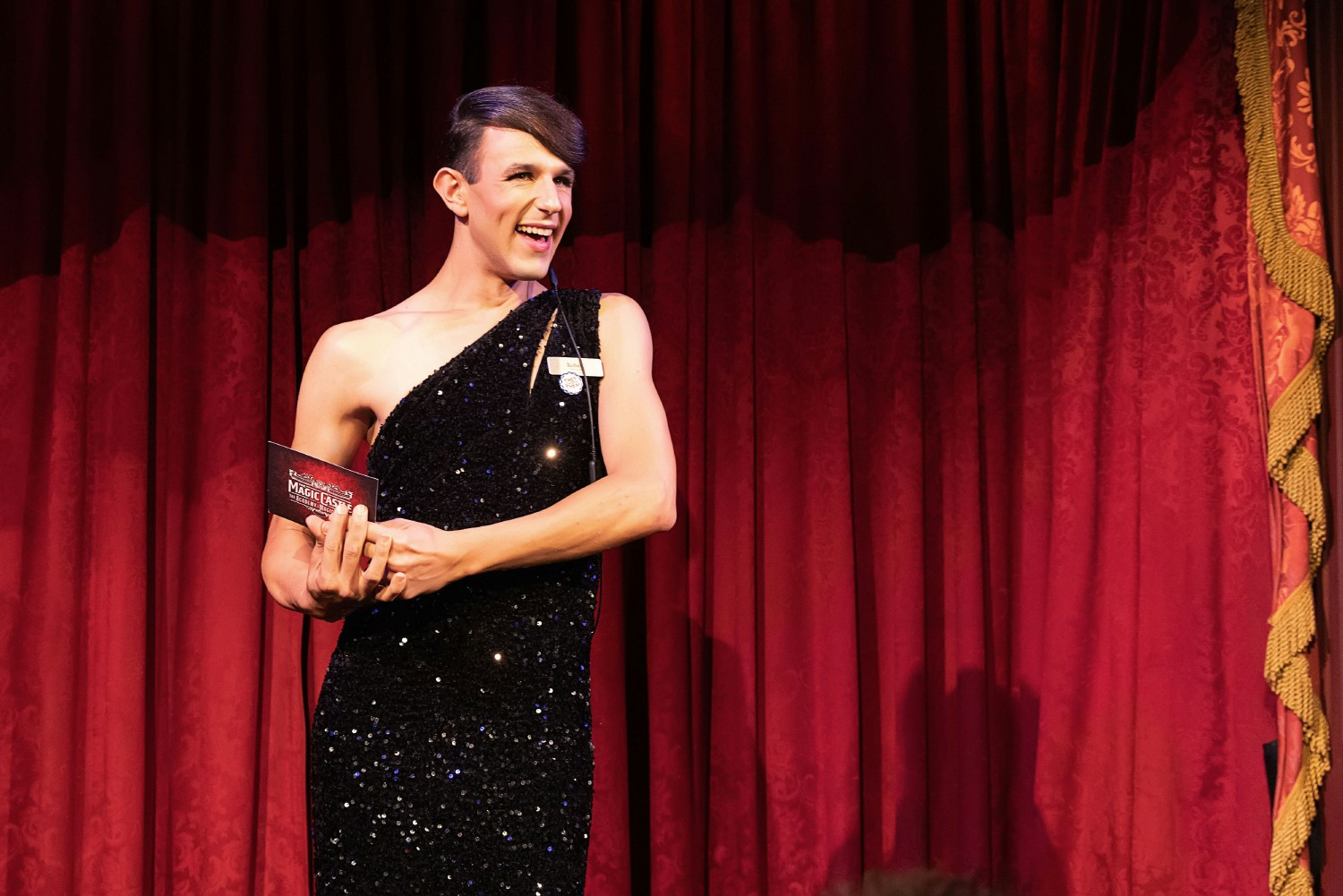 Our floor manager delivers a magical introduction, setting the stage for an unforgettable show at the Magic Castle.