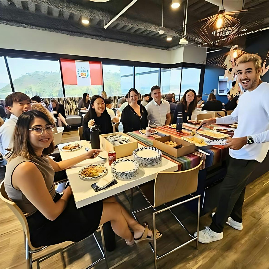 Some of our team enjoying delicious Peruvian cuisine during the Cultural Team's Peruvian celebration!