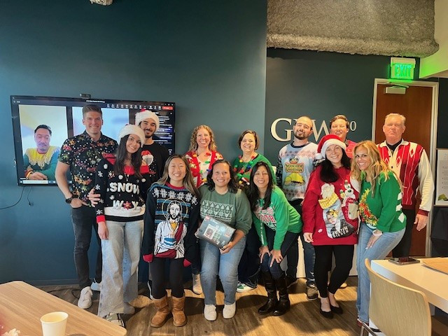 Our team celebrating the season with an ugly sweater contest and a white elephant gift exchange.