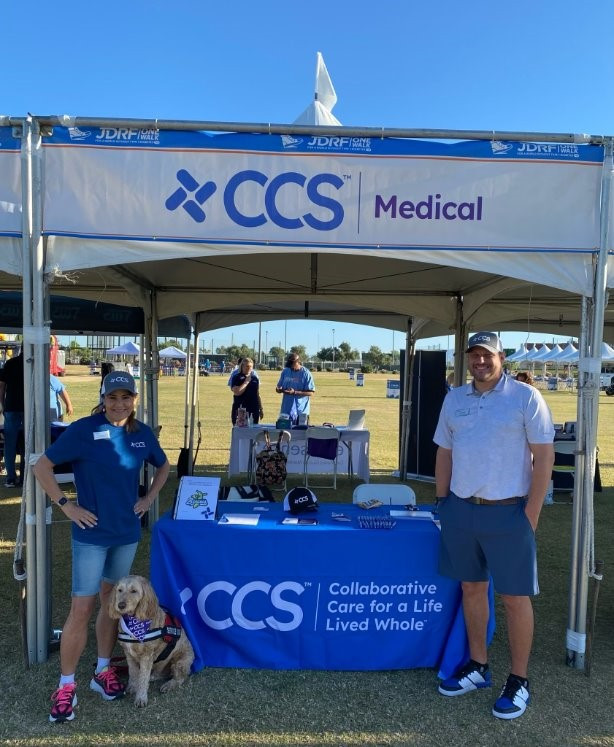 Connie Chitwood Vu, her diabetes alert dog, Todd and Andy Frie attend the JDRF Walk in Phoenix