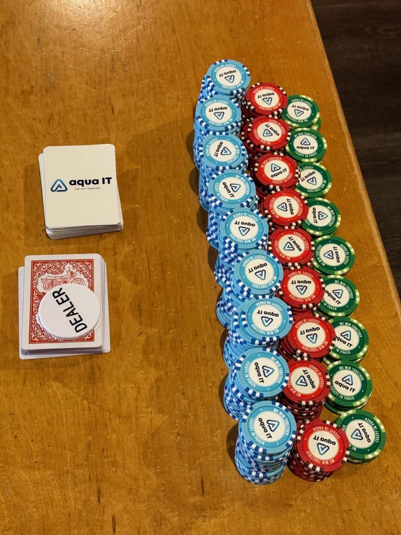 Aqua IT poker night with company-made poker chips!