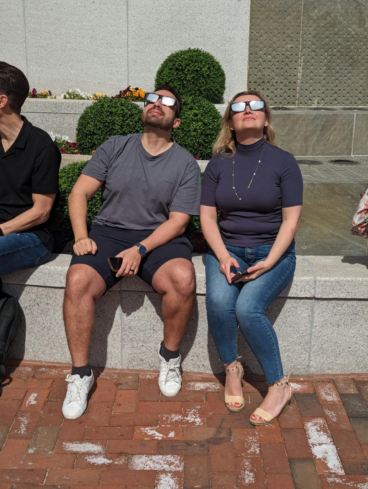 Eclipse watching outside the office.