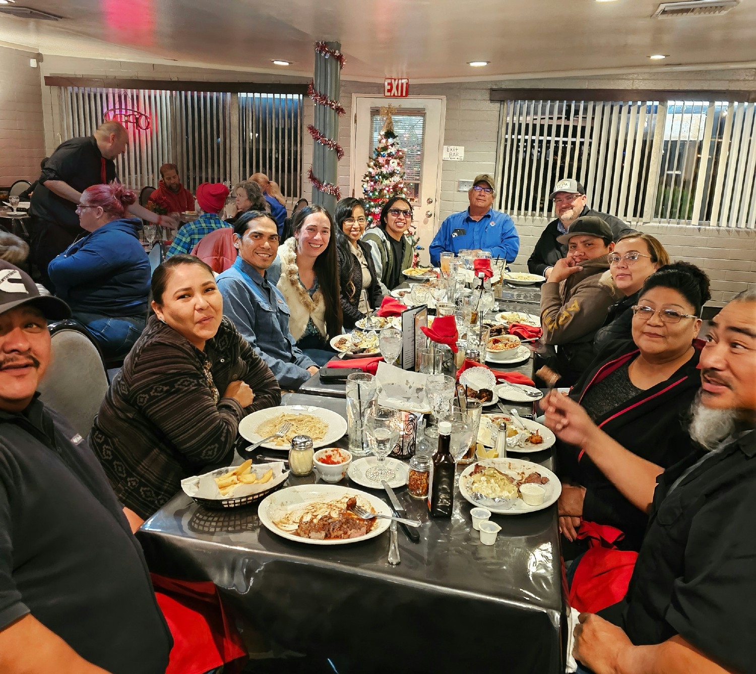 Tepa employees working on the Hopi Detention Center project in Arizona share a meal to celebrate the holiday season