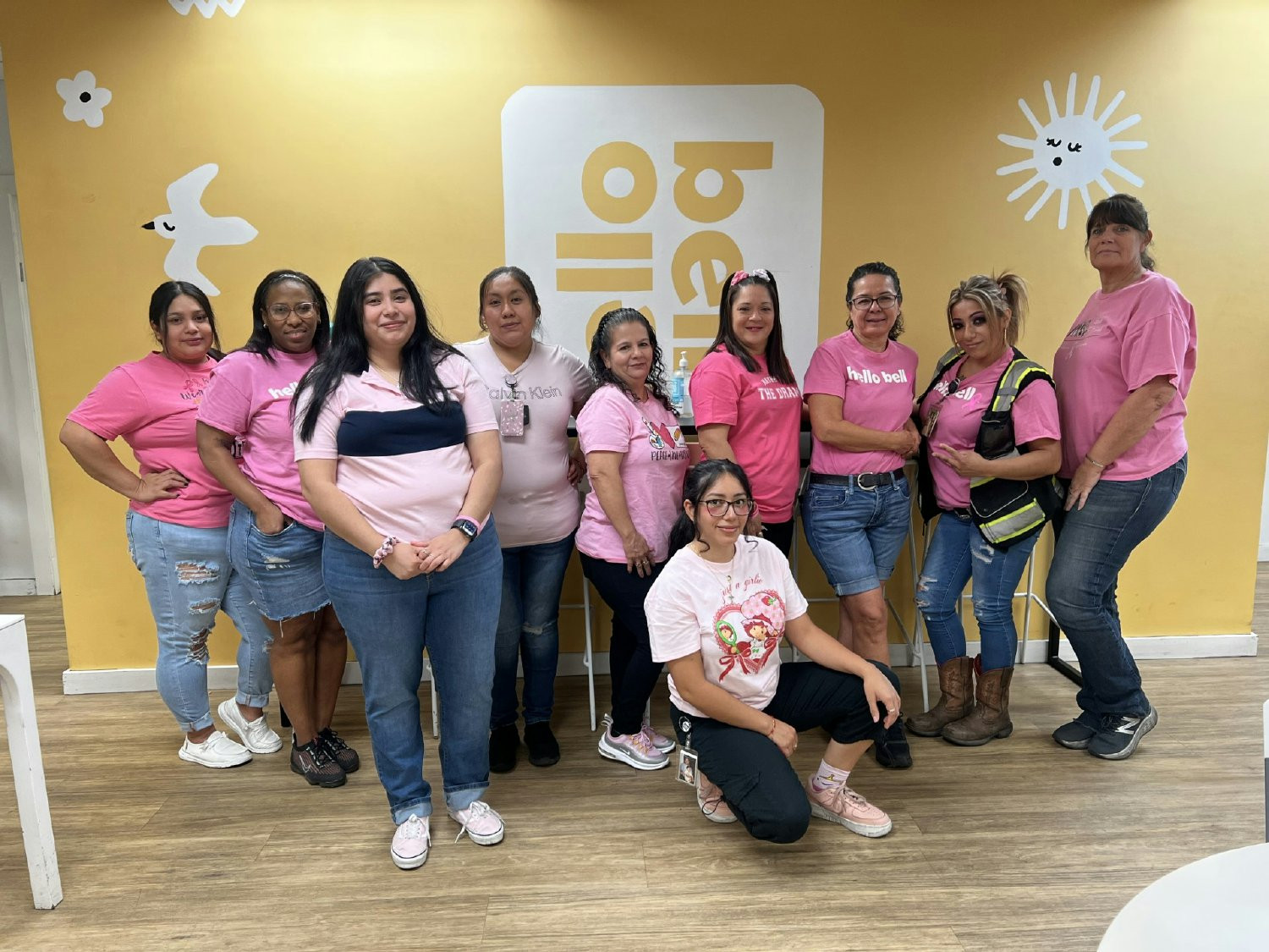 Retail staff representing for Pink Theme Day 