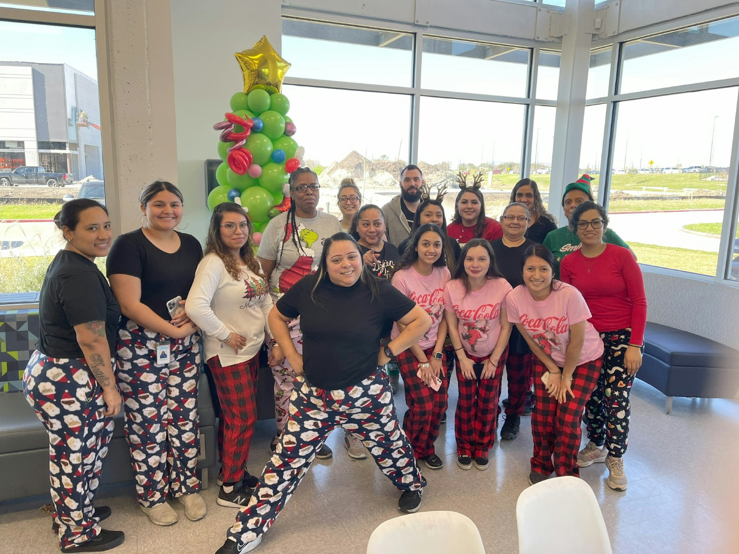 DTC staff participating in Christmas Pajama Day