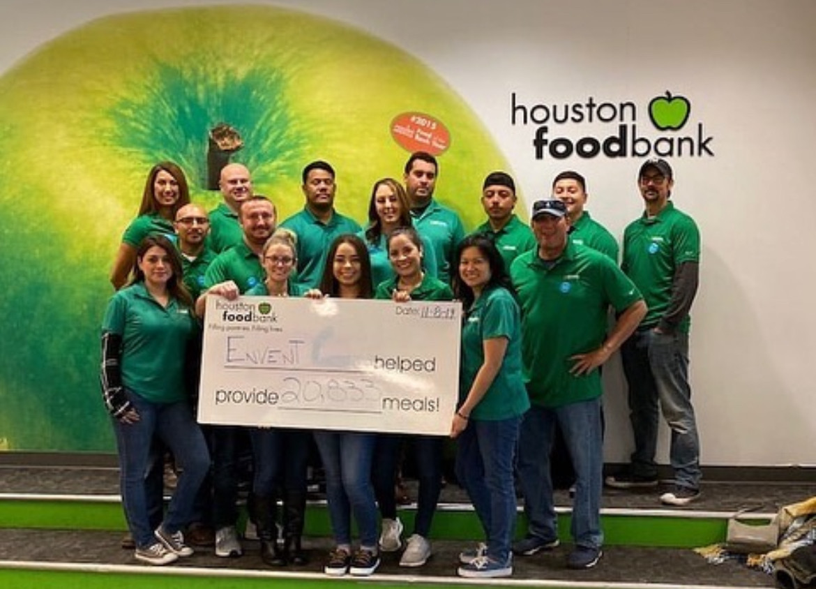 Envent Corporation volunteers helped provide 20,835 meals at the Houston Food Bank.