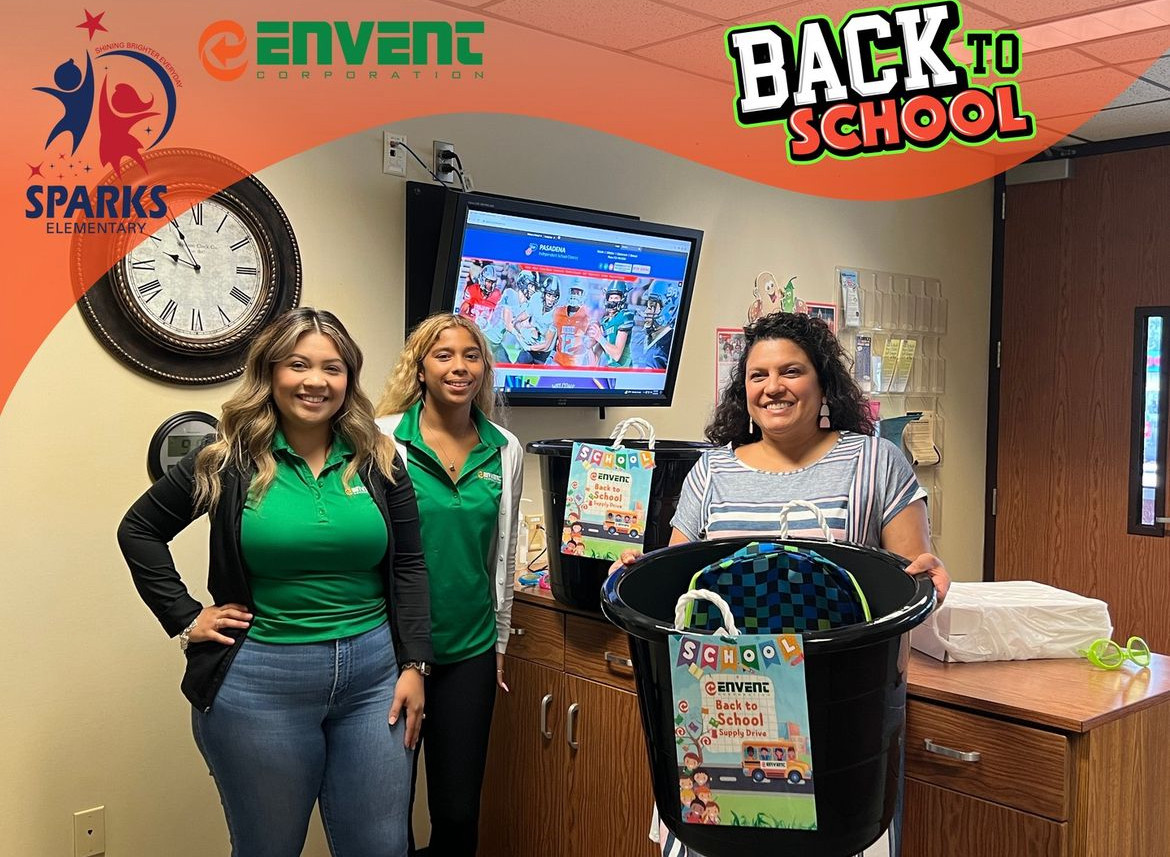 Envent Corporation supports a local school with Back-to-School supplies.