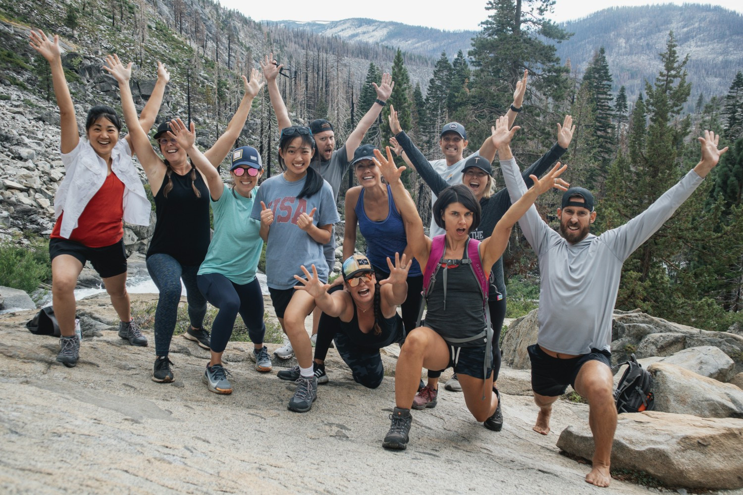 We believe life is better on your feet and outside and with awesome people. Horsetail Falls hike during a retreat.